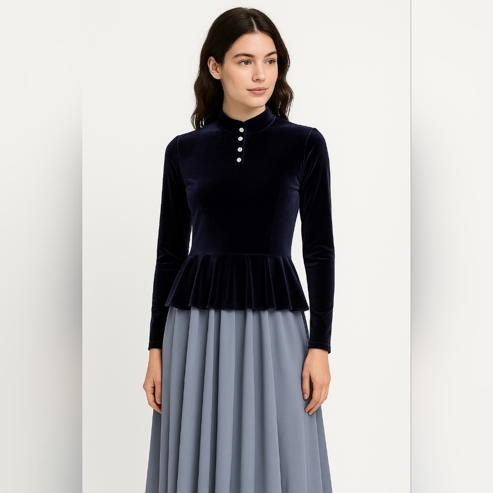 Victorian velvet pearl button dress